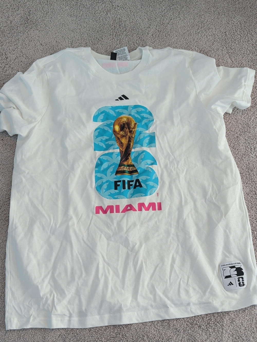 Adidas Official 2026 FIFA Miami World Cup Size Large Adult T-shirt